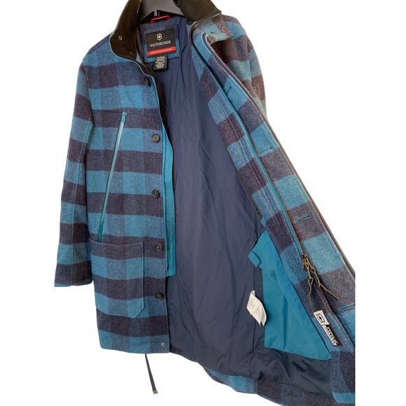 Rare Victorinox Mens Coat Medium Wool Blend Plaid Blue RD10715 - Picture 13 of 16